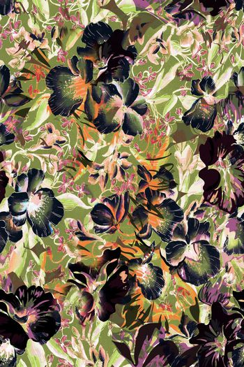 261510-水墨水彩笔触花卉色彩暗夜华亿平台印花