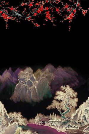 水墨、复古中国风类印花华亿平台图片