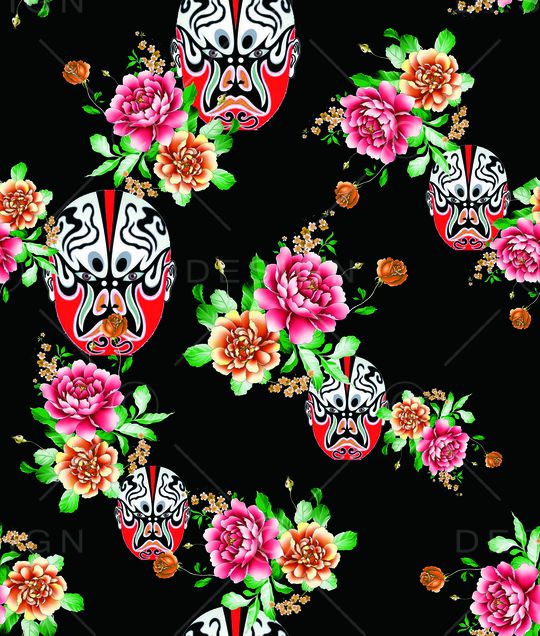 水墨、复古中国风类印花华亿平台图片