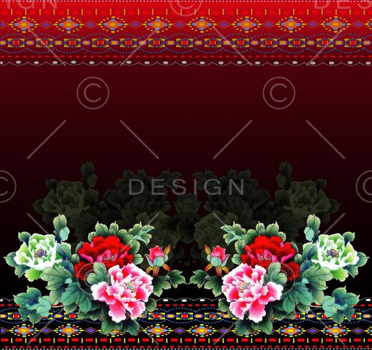 水墨、复古中国风类印花华亿平台图片