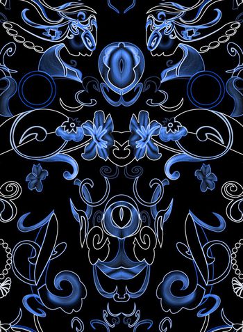 261722-A11-D - 暗底民族青花