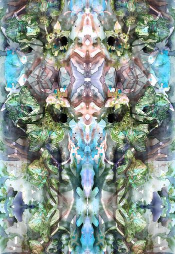 261864-对称抽象水彩花卉花朵