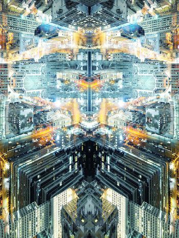 262179-WT209对称建筑夜景街道繁花神秘