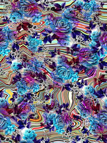 262237-多彩线条波浪花卉花朵组合