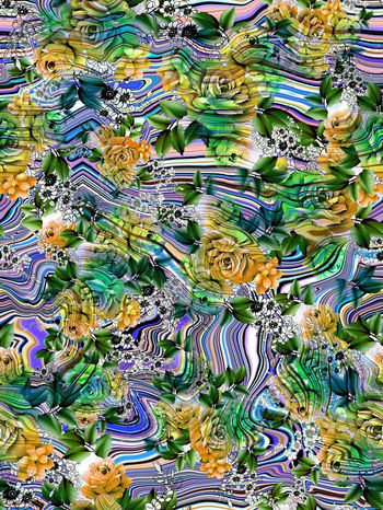 262238-多彩线条波浪花卉花朵组合