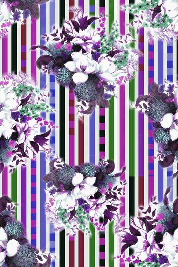 262428-水彩花卉条子几何组合笔触印花