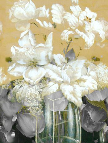 263083-前幅定位花油画花卉牡丹百合笔触印花