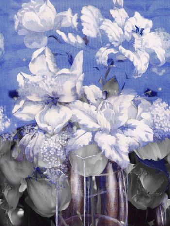 263085-前幅定位花油画花卉牡丹百合笔触印花