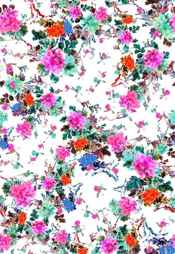 263128-多彩国画水墨花卉花朵组合