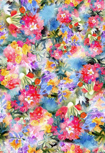 263139-多彩水彩水墨效果花卉花朵组合