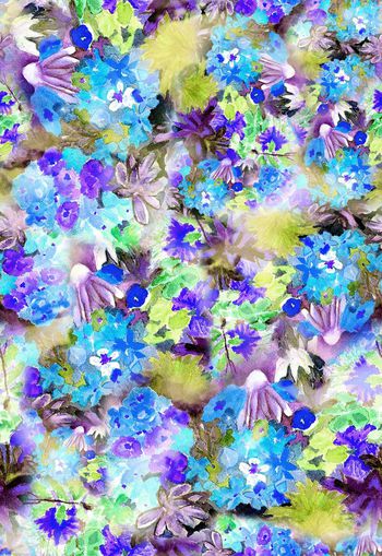 263141-多彩水彩水墨效果花卉花朵组合