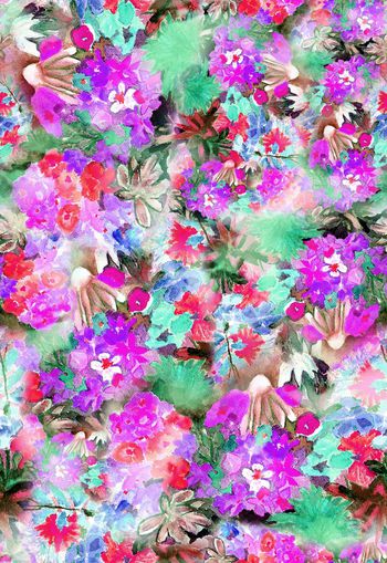 263142-多彩水彩水墨效果花卉花朵组合