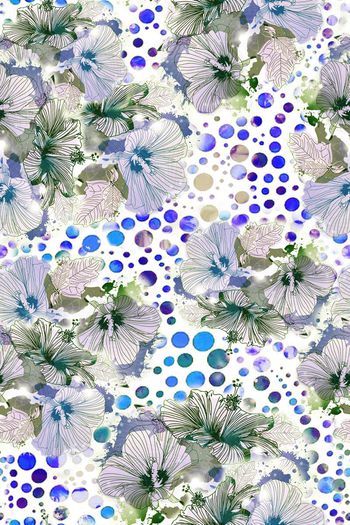 263170-暗夜黑底水墨笔触水彩花卉圆点组合印