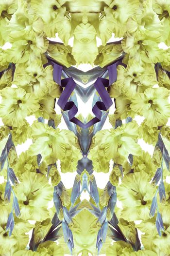 263363-前幅定位花怀旧退色写实花卉对称印花