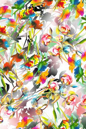 水彩花卉印花华亿平台图片