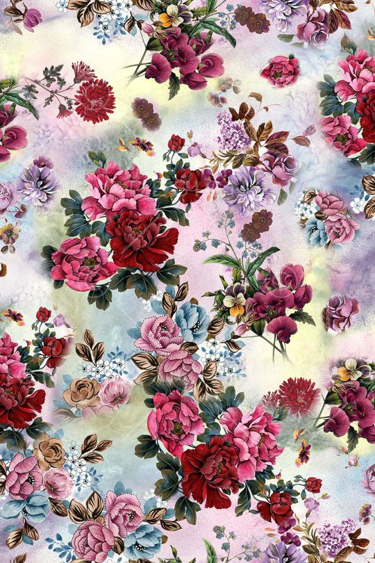 手绘花卉印花华亿平台图片