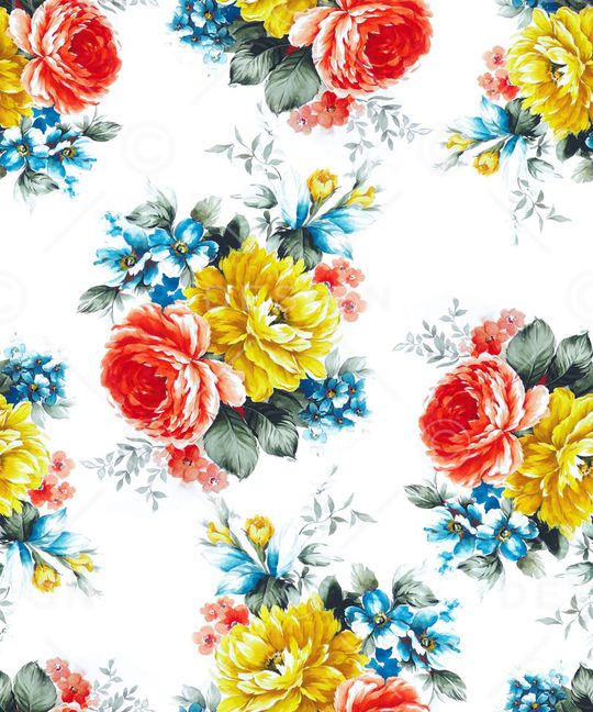 白底花卉印花华亿平台图片