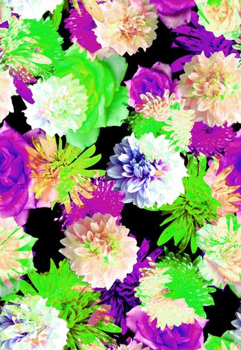 265118-黑底大花卉花朵组合