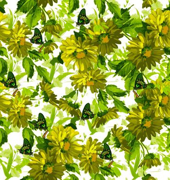 265516-中国水墨风花与蝴蝶