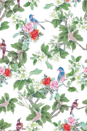 花鸟印花华亿平台图片