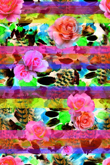 条纹花卉印花华亿平台图片