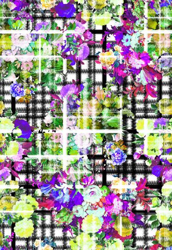 267349-格纹花卉花朵组合