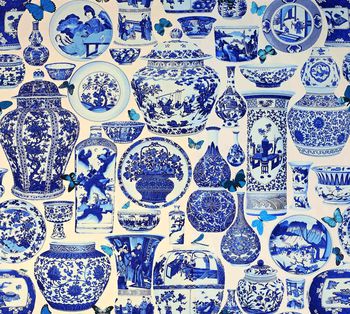 青花瓷印花华亿平台图片
