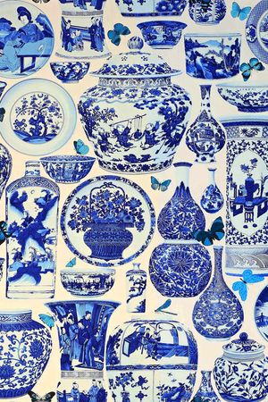 青花瓷印花华亿平台图片