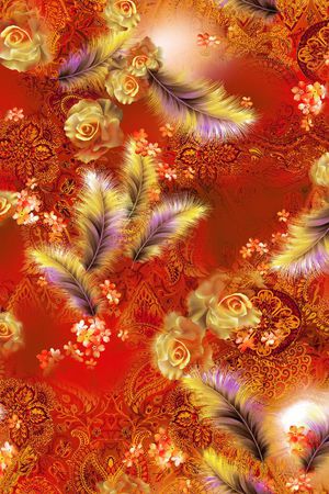 羽毛印花华亿平台图片