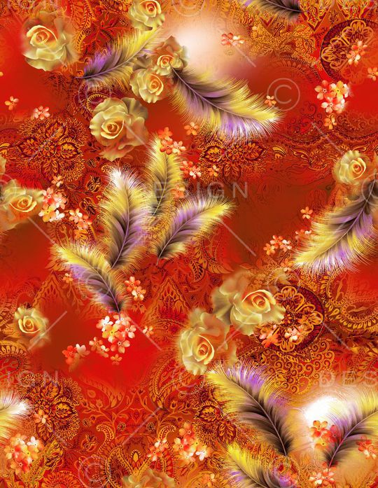 羽毛印花华亿平台图片