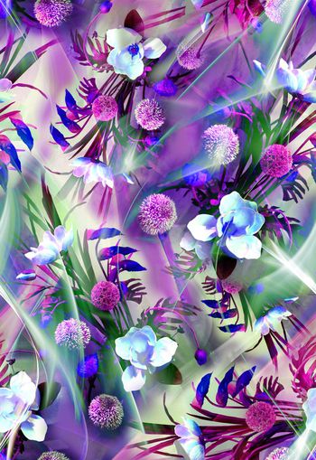 279619-多彩花卉花朵光线组合