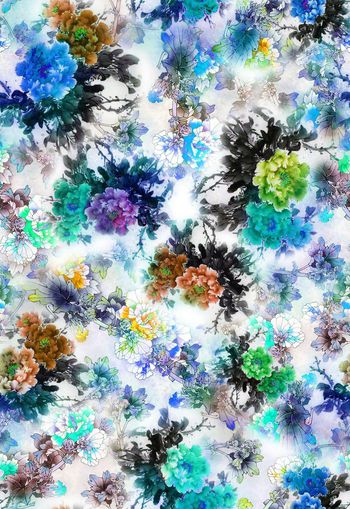 279913-多彩国画水墨花卉花朵组合