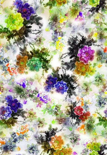 279914-多彩国画水墨花卉花朵组合