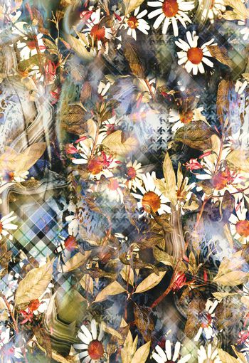 280239-花卉雏菊格纹组合