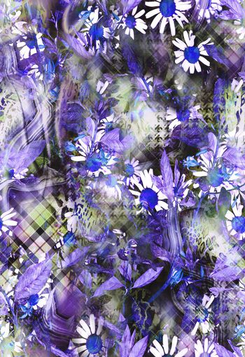 280241-花卉雏菊格纹组合