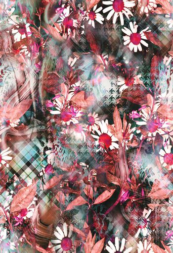 280242-花卉雏菊格纹组合