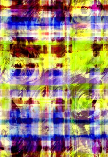 280546-多彩抽象格纹花卉组合