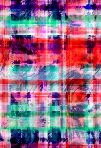 280548-多彩抽象格纹花卉组合