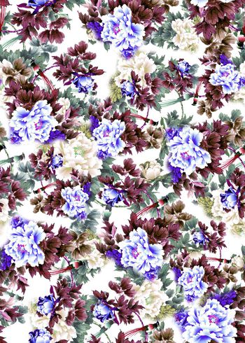 281448-国画水墨花卉花朵组合