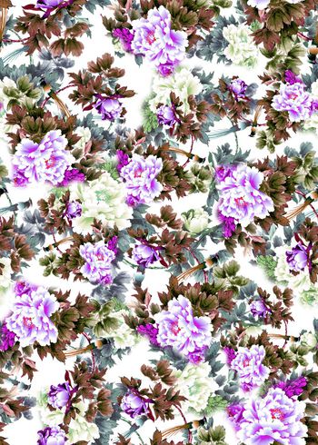 281450-国画水墨花卉花朵组合