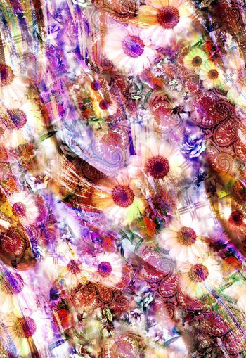 281817-多彩花卉花朵佩斯利腰果花组合