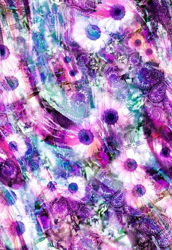 281818-多彩花卉花朵佩斯利腰果花组合