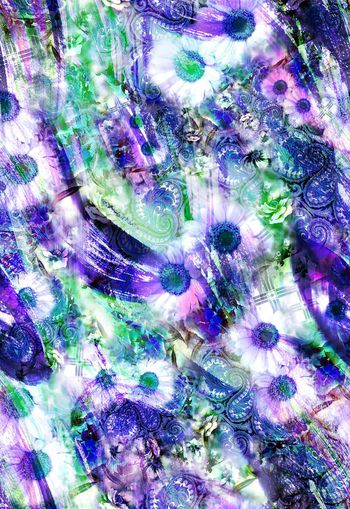 281819-多彩花卉花朵佩斯利腰果花组合