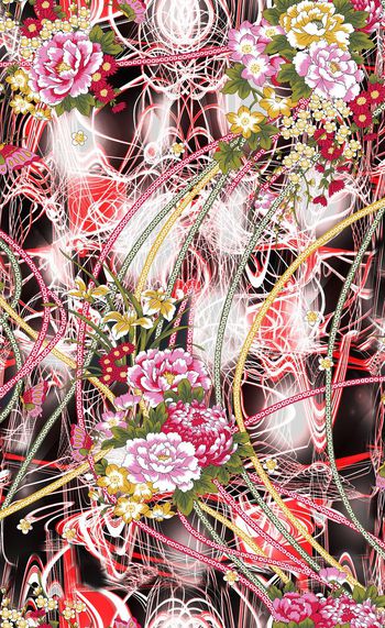 282259-古典花卉 数码现代底纹 链条 明亮