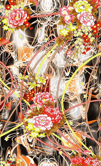 282262-古典花卉 数码现代底纹 链条 明亮