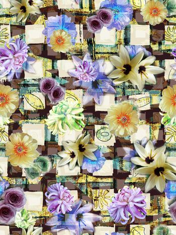 283320-多彩花卉花朵格纹组合