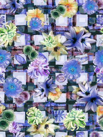 283321-多彩花卉花朵格纹组合