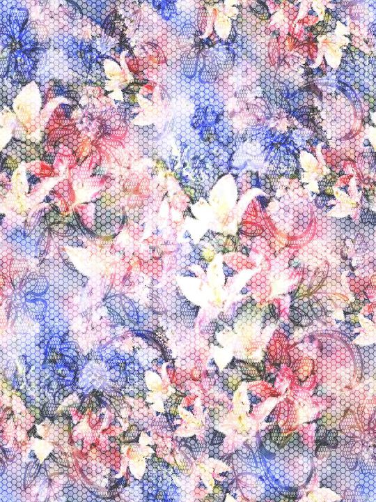 花卉组合印花华亿平台图片