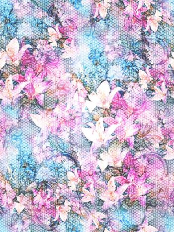 283393-多彩龟裂水彩花卉