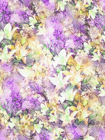 283394-多彩龟裂水彩花卉